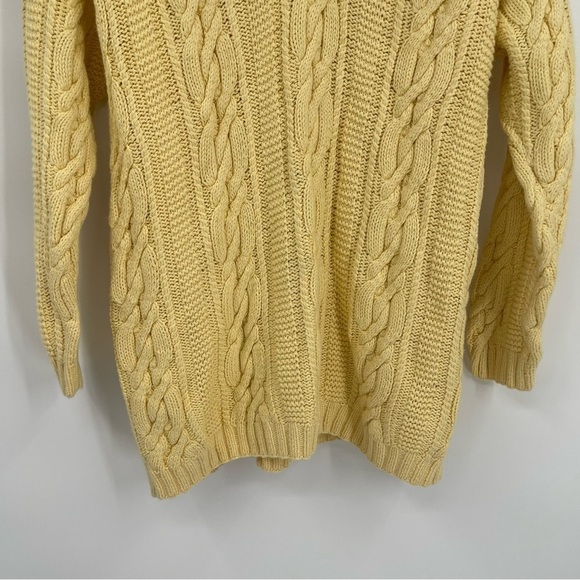 Lauren RALPH LAUREN Yellow/Navy Hand Knit Cotton Tennis Sweater Womens Size M - Picture 3 of 10
